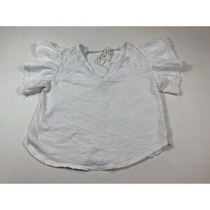 Thread & Clover White Lace Ruffle Sleeve Womens Top Size L (FF278)